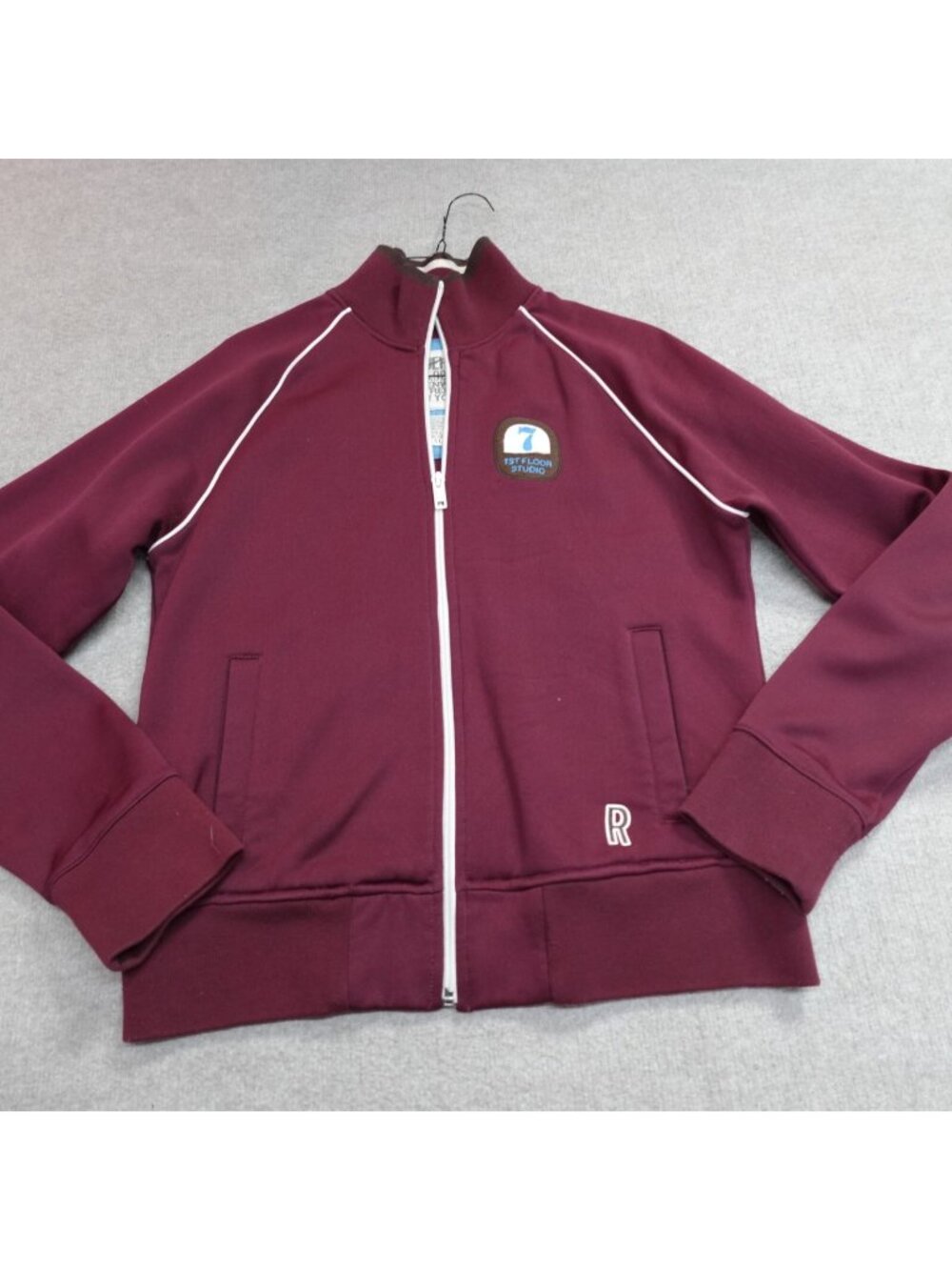 Vintage Ruehl Jacket XL Red Burgundy Full Zip 1st Floor Studio Track Warm Up